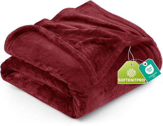 Utopia Bedding Fleece Blanket Twin Size Burgundy 300GSM Luxury Anti-Static Fuzzy Soft Microfiber Bed Blanket (60x80 Inch)