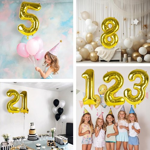 Gold 40-Inch Number Balloon | Giant Foil 0 Balloon for 0th Birthday & Wedding Anniversary Celebrations