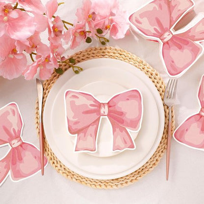 Janlaugh 200 Pcs Pink Bow Paper Napkins - Elegant Bowknot Design for Weddings & Parties