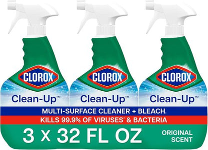Clorox Clean-Up Multi-Surface Cleaner - Original Bleach Spray, 32 Fl Oz, Pack of 3