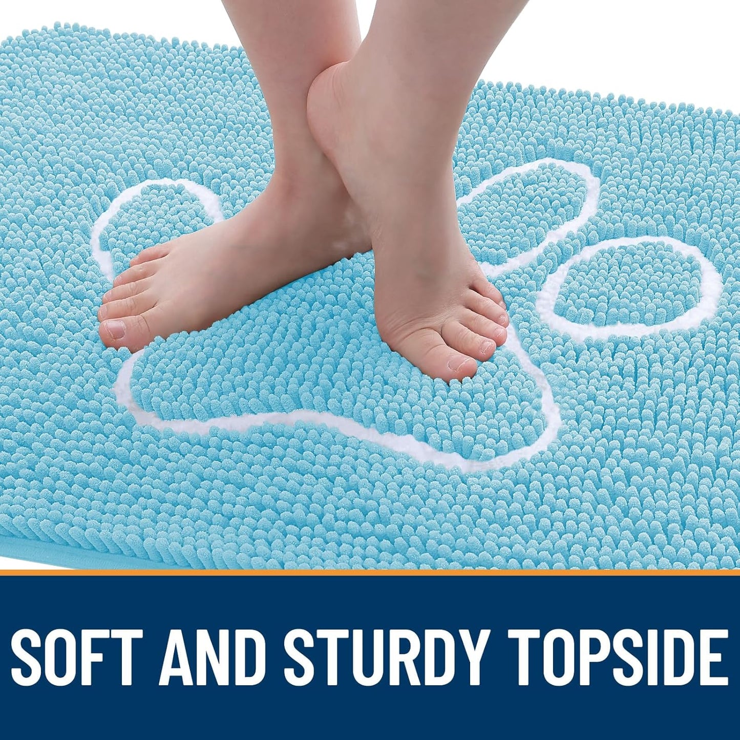 OLANLY Dog Door Mat - Absorbent Non-Slip Mud Mat for Muddy Paws | 40x32 Paw Print Design in Blue