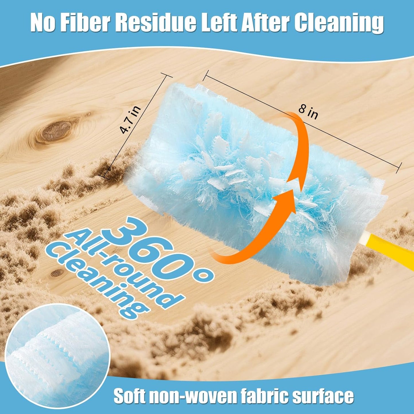 Skiennix 360° Heavy Duty Duster Refills - Extra Thick Disposable 40 Count | Compatible with Swiffer, 35-Inch Handle