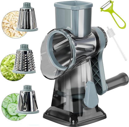 Rotary Cheese Grater - Multi-Purpose Stainless Steel Shredder With Handle for Effortless Grating (Blue)