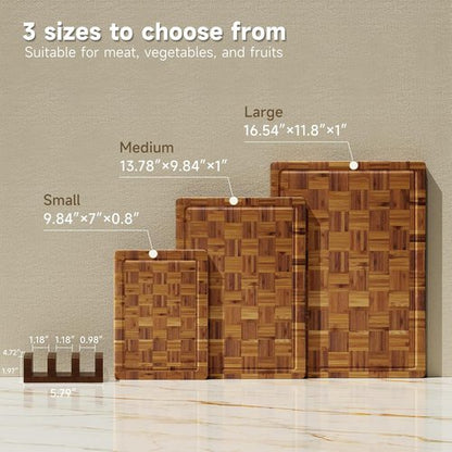 Bamboo Wood Cutting Board Set by [Brand Name] - Large 3-Pack with Juice Groove for Vegetables, Fruits & Cheese
