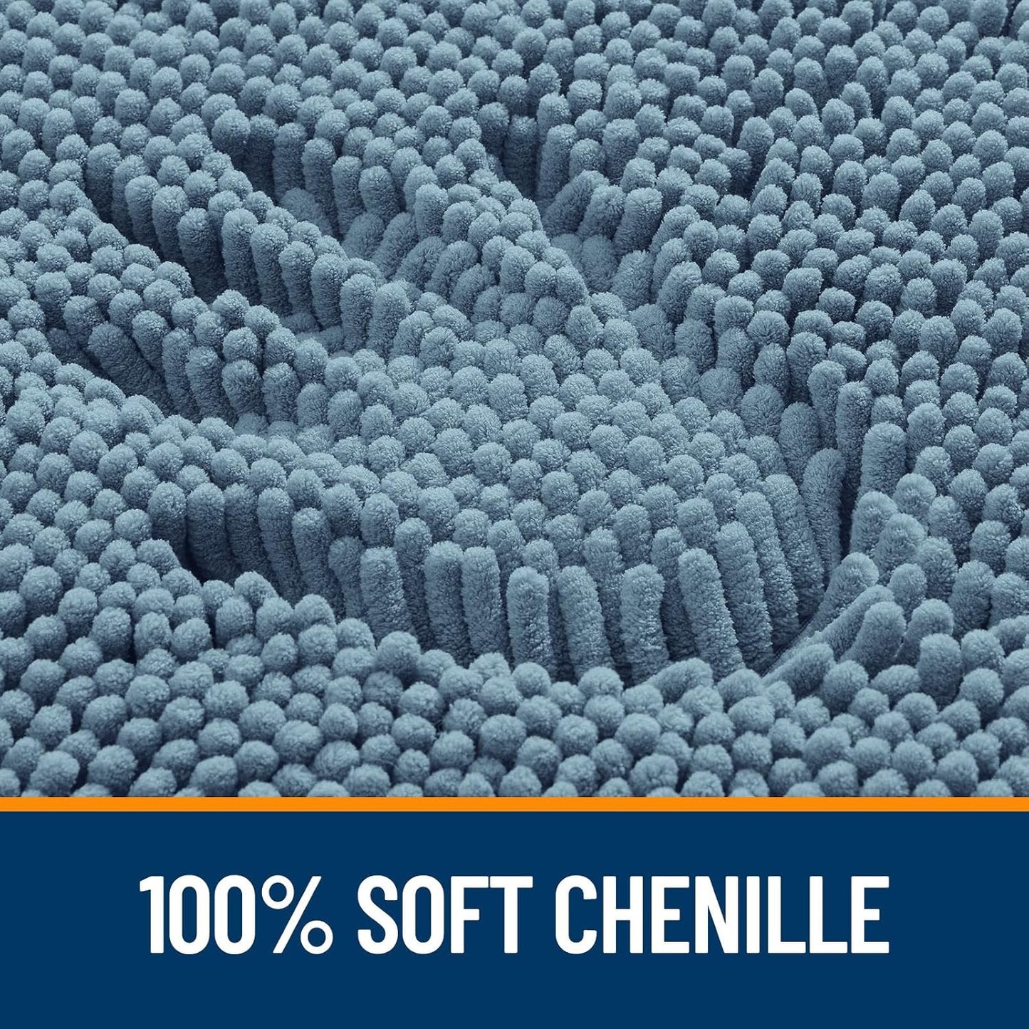 OLANLY Bathroom Runner Rugs - Soft Absorbent Chenille Bath Mats | Quick Dry, Machine Washable, 70x24, Airy Blue