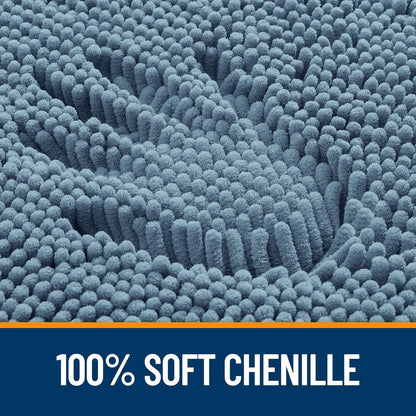 OLANLY Bathroom Runner Rugs - Soft Absorbent Chenille Bath Mats | Quick Dry, Machine Washable, 70x24, Airy Blue