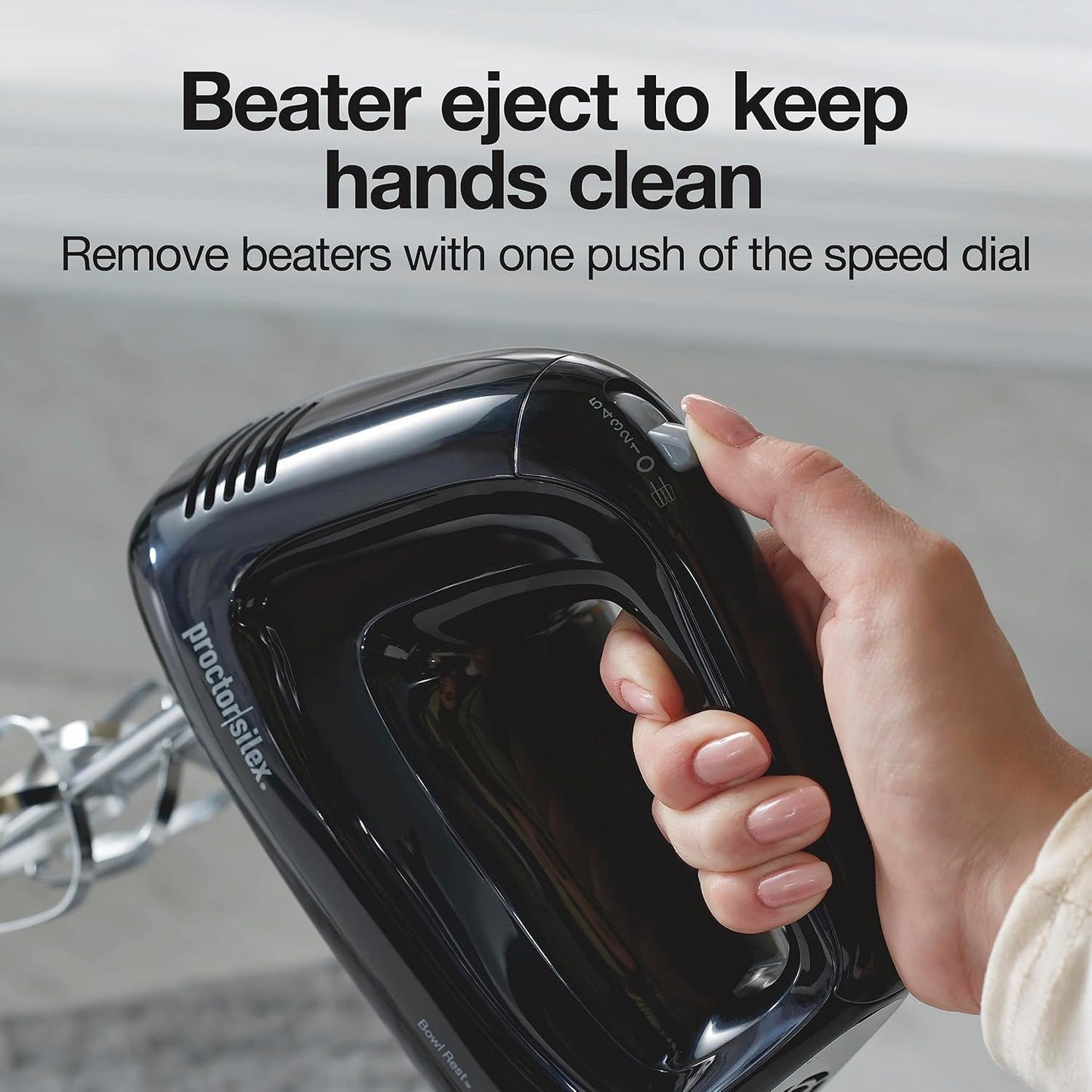 Proctor Silex Electric Hand Mixer - 5-Speed with Bowl Rest, Compact & Lightweight, 215 Watts, Black
