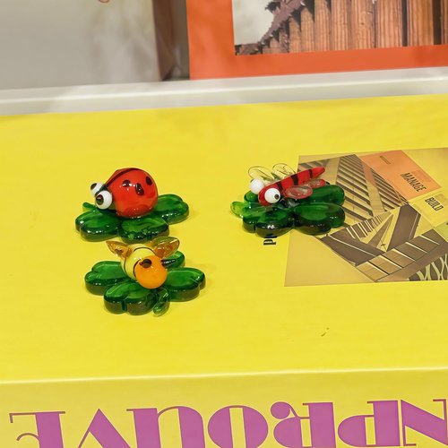 Colorful Glass Insects by 3Ca3s1 - Handmade Miniature Animal Figurines, 3pcs, Perfect Collectibles