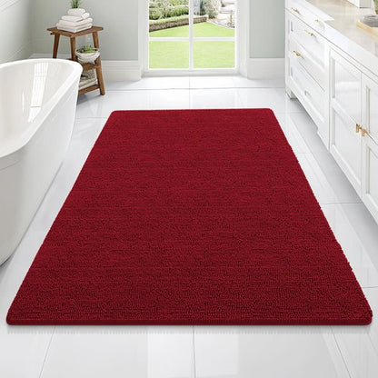OLANLY Bathroom Rugs 70x46, Extra Soft Absorbent Chenille Bath Rugs, Rubber Backing Quick Dry, Machine Washable Bath Mats for Bathroom Floor, Tub and Shower, Home Decor Accessories, Red