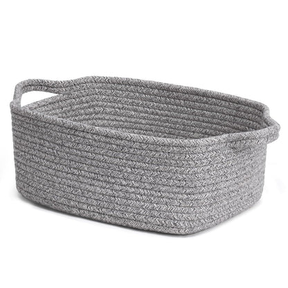 CHICVITA Decorative Gift Basket - Easter Basket for Kids | Woven Rope Toy Organizer, Grey, 13 x 9.8 x 5 Inches