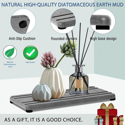 Skiennix Diatomite Stone Tray - Quick Drying Water Absorbent Coasters for Kitchen & Bathroom | 2-Pack