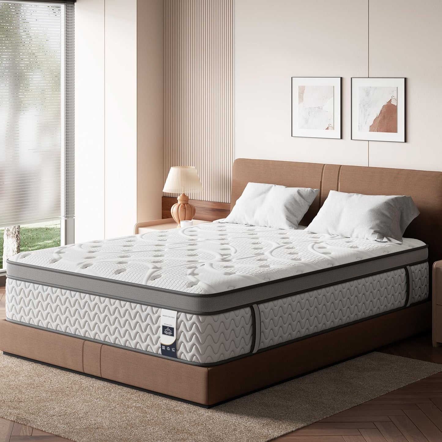 SLEEP100 Queen Mattress 12 Inch, 5-Zone Deep Sleep Firm Mattress with Extra Lumbar & Shoulder Support, Hotel Collection Hybrid Mattresses Pain Relief - Fiberglass Free - No Odor - 365 Night Trial