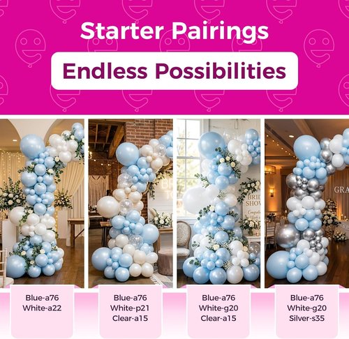Bezente Pearl Light Blue Latex Balloons - 100 Pack 12" Round Helium Balloons for Baby Showers & Parties