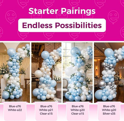 Bezente Pearl Light Blue Latex Balloons - 100 Pack 12" Round Helium Balloons for Baby Showers & Parties