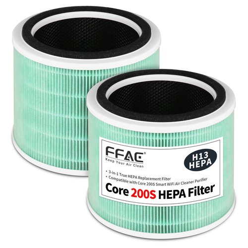 FFAC Core 200S Replacement Filter Compatible with LEVOIT Core 200S Air Purifier, 3-in-1 Filtration System of H13 True HEPA and Activated Carbon Pre-Filter