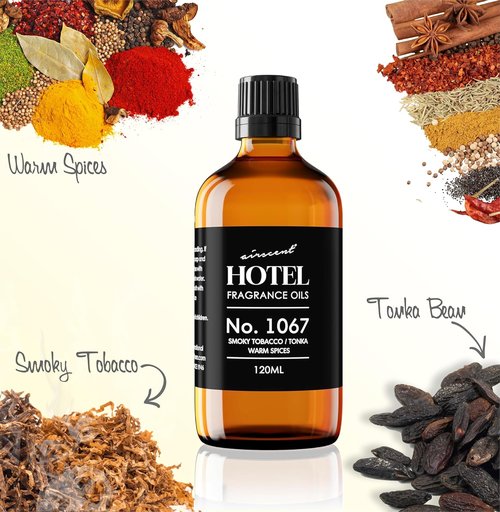 AirScent Premium Diffuser Oil No. 1067 - Smoky Tobacco & Tonka - Ideal for Ultrasonic Diffusers | 10 mL Glass Dropper Bottle