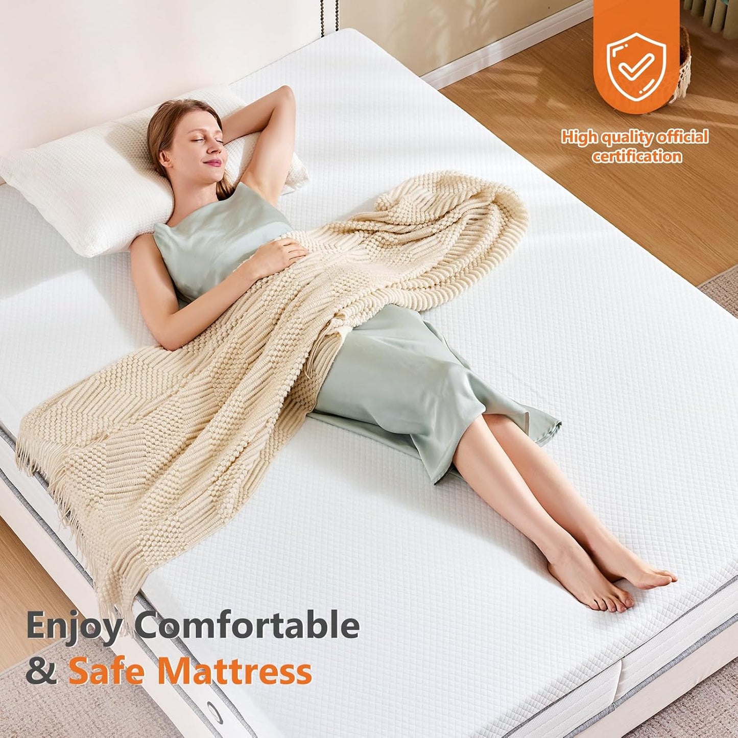 Sweetcrispy Memory Foam Mattress Topper - 3 Inch Thick Gel-Infused Cooling Pad for Full Size Bed | Removable Soft Cover, CertiPUR US Certified