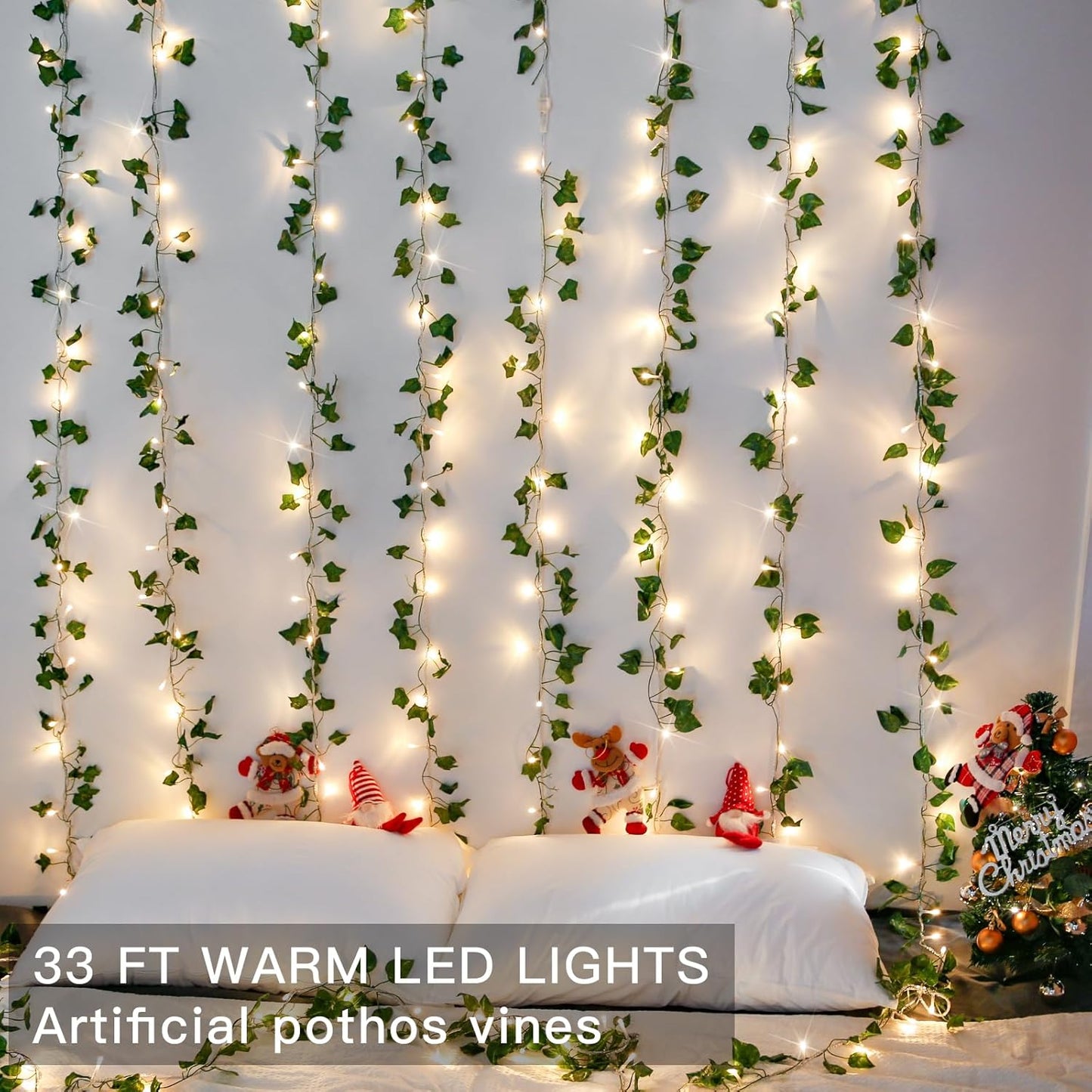 Suddus 33ft Pothos String Lights - 100 LED Fairy Lights with Remote for Bedroom, Garden, Party Decor (Warm White)