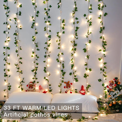 Suddus 33ft Pothos String Lights - 100 LED Fairy Lights with Remote for Bedroom, Garden, Party Decor (Warm White)