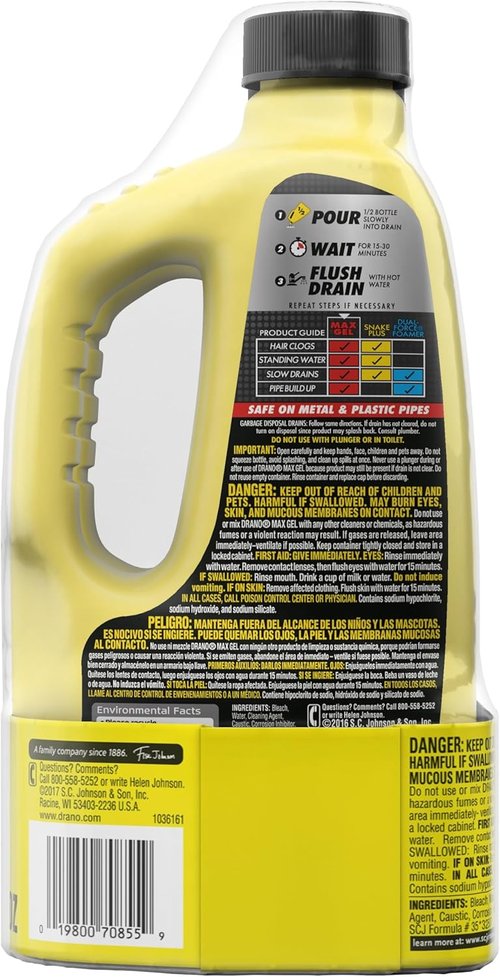 Drano Max Gel Drain Clog Remover - Unclogs Hair & Soap Scum | 42 oz (Pack of 2)