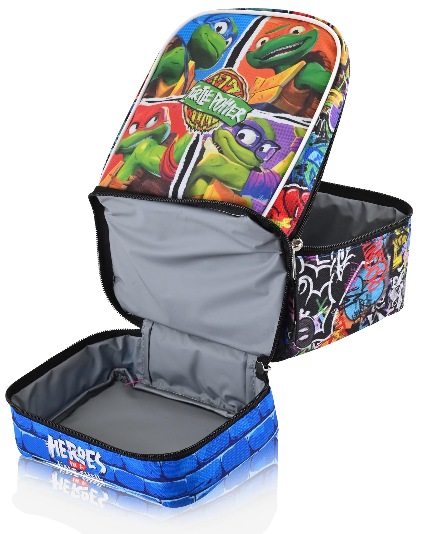 Fast Forward Teenage Mutant Ninja Turtles Lunch Box for Kids | Insulated Lunch Bag Lunch Box for Boys, Girls, Unisex | Teenage Mutant Ninja Turtles Multicolor Reusable Lunchbox