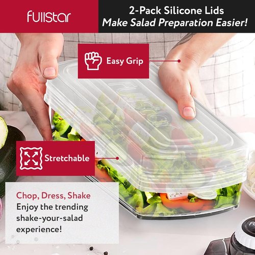 Fullstar Silicone Stretch Lids - Reusable Food Covers for Choppers & Slicers - Flexible & Durable | Pack of 2