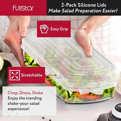 Fullstar Silicone Stretch Lids - Reusable Food Covers for Choppers & Slicers - Flexible & Durable | Pack of 2