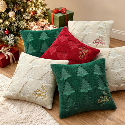 MIULEE 20x20 Inch Christmas Pillow Covers Set of 2 — Beige & Green with Tree & Reindeer Pattern (Variation: Beige and Green+20" x 20" (Pack of 2))