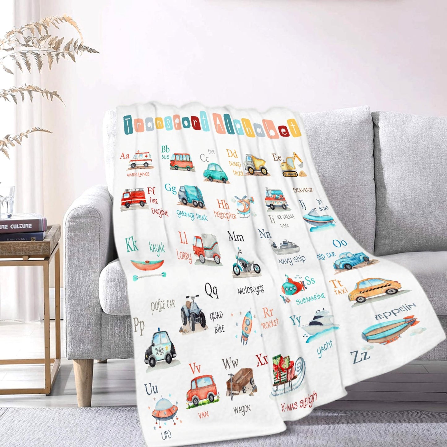 YABUKITA Transport Alphabet Blanket Throw Construction Blanket Truck Toddler Throw Blanket Truck Cars Lover Gift for Halloween Christmas Birthday 40x50in for Kids/Child