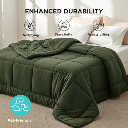 Bedsure Comforter Duvet Insert - All-Season Quilted Cal King Bedding in Olive Green, 96 x 102 Inches