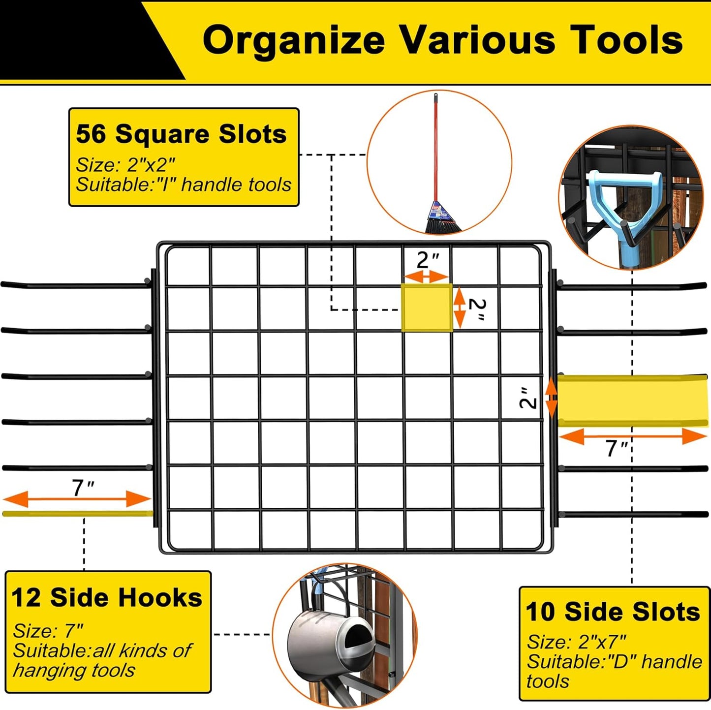Skiennix 3-Tier Garden Tool Organizer - Heavy-Duty Storage for Up to 78 Tools | Black Metal Design