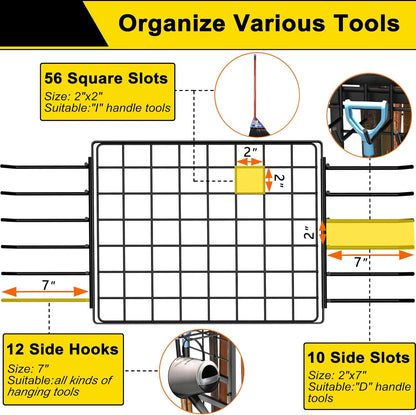 Skiennix 3-Tier Garden Tool Organizer - Heavy-Duty Storage for Up to 78 Tools | Black Metal Design