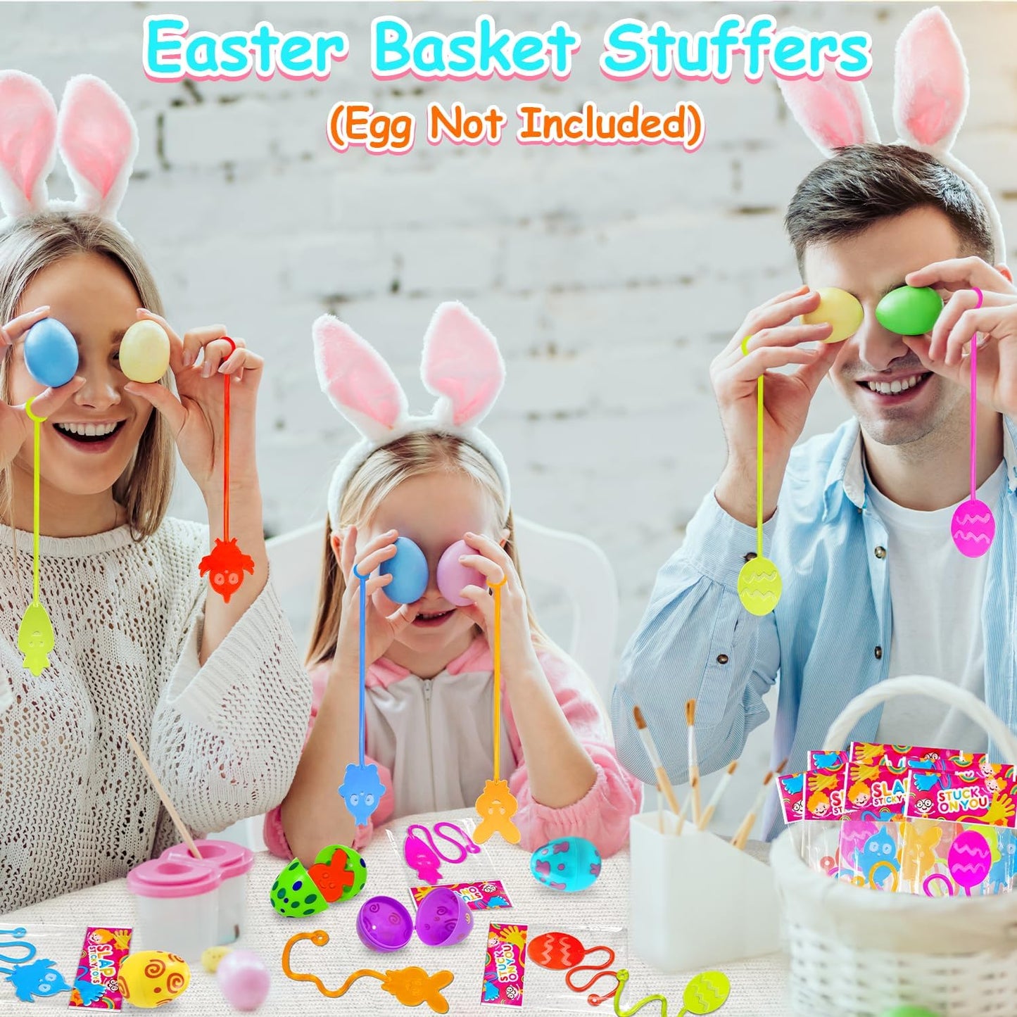 Skiennix Easter Basket Fillers - 100 Pack Non-Candy Sticky Hands Toys for Kids | Fun Party Favor Supplies