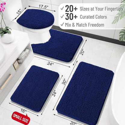 OLANLY Bathroom Rugs - Extra Soft Chenille Bath Mats | Quick-Dry, Machine Washable, 30x18 Navy