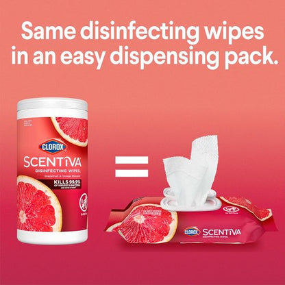 Clorox Scentiva Disinfecting Wipes - Grapefruit & Orange Blossom Scent | 75 Count, Pack of 3