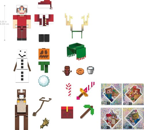 Mattel Minecraft Advent Calendar - 3 Action Figures, 17 Accessories & 24 Daily Surprises | Holiday Fun