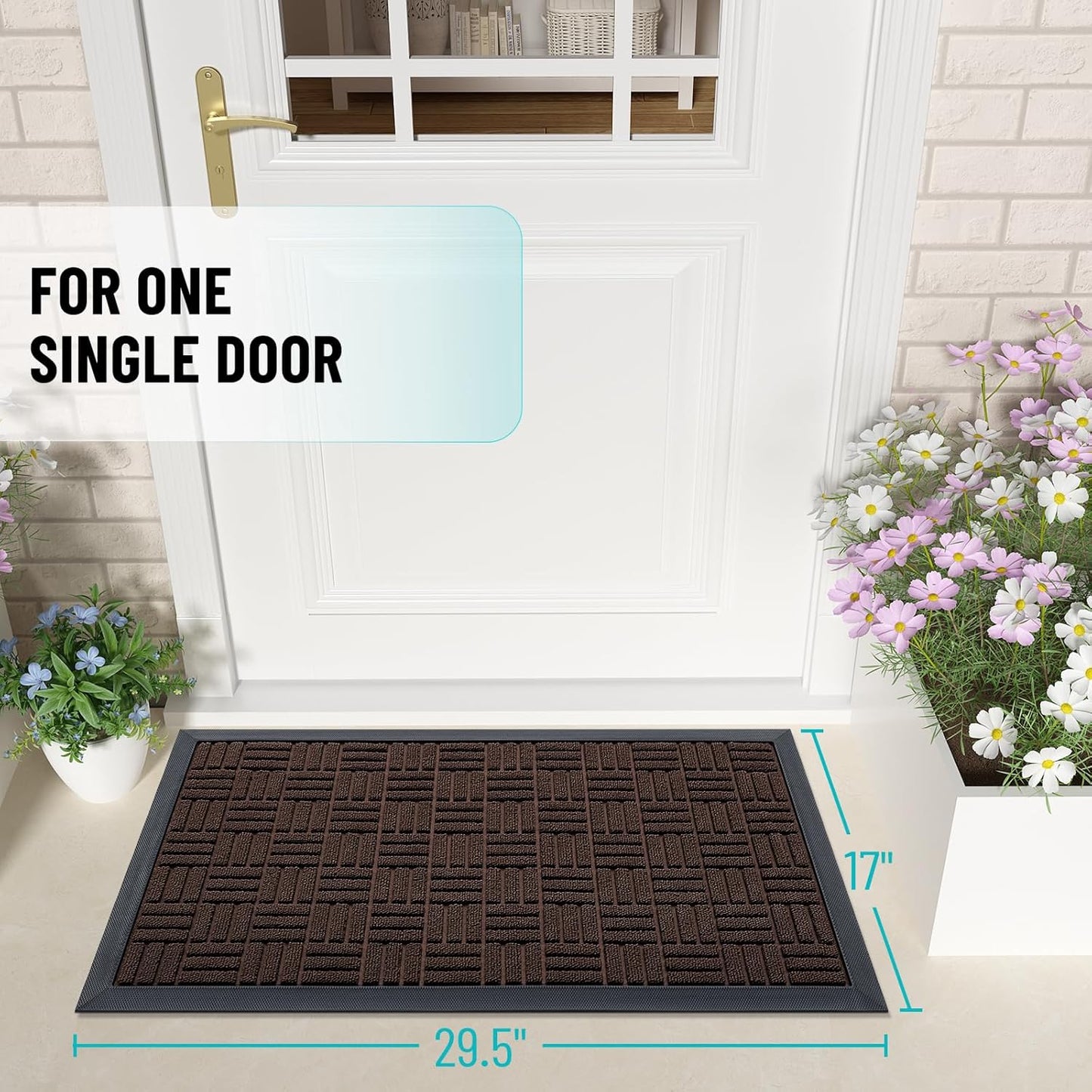 OLANLY Heavy-Duty Front Door Mat - Absorbent, Non-Slip, Stain & Fade Resistant | 29.5x17, Brown
