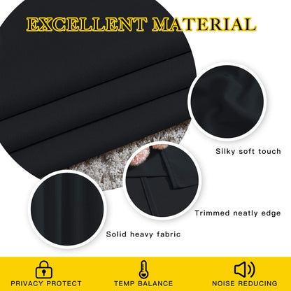 NICETOWN Blackout Curtains 63 inch Length 2 Panels Burg - Easy Care Solid Thermal Curtains Grommet Blackout Window Treatments for Bedroom/Kids Room (W52 x L63, Black)