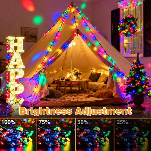 Btfarm Color Changing Christmas Lights - 115FT 300 LED Outdoor Fairy Lights | Battery Operated, 3 Modes