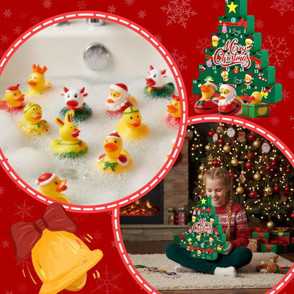 Sotiff Christmas Rubber Duck Bath Set - 24 Pcs Advent Calendar Surprise Gifts | Yellow-Green