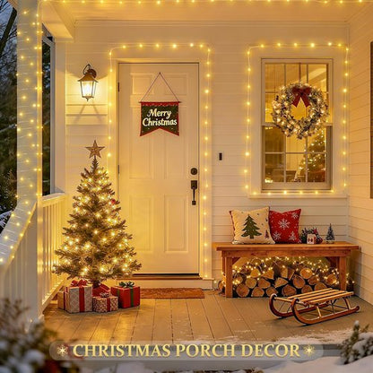 JMEXSUSS Solar String Lights - 33FT 100 LED Warm White Fairy Lights | Waterproof 8 Modes for Outdoor Decor