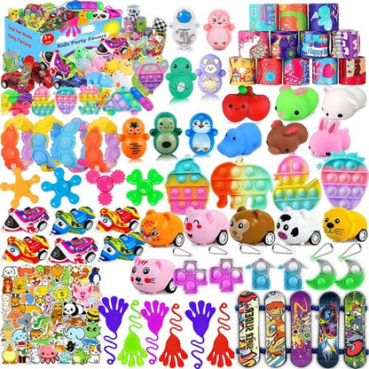 124 Pcs Party Favors | Skiennix Birthday Gift Toys for Kids 4-8 | Goodie Bag Stuffers & Carnival Prizes