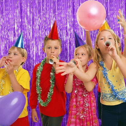 20 Pack Foil Curtain Backdrop - Purple Metallic Tinsel Fringe Curtains for Parties & Celebrations