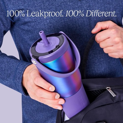 BrüMate Resa 35oz Travel Tumbler - 100% Leakproof with Handle & Flexible SoftSip Straw | Durable Stainless Steel | Dark Aura