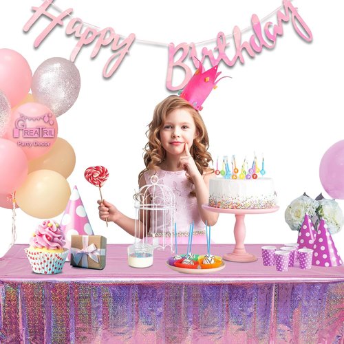 GREATRIL Disposable Pink Party Tablecloth - Rectangle Design for Birthdays & Celebrations | 54'' x 108'' - 2 Pack