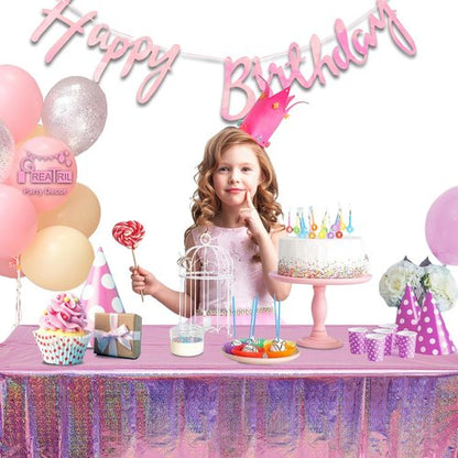 GREATRIL Disposable Pink Party Tablecloth - Rectangle Design for Birthdays & Celebrations | 54'' x 108'' - 2 Pack
