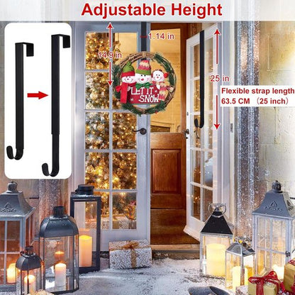 HEYHOUSE Wreath Hanger - Adjustable Over The Door Hook for Easter & Christmas Decor | Supports 20 lbs, Fits 14.9-25" Wreaths