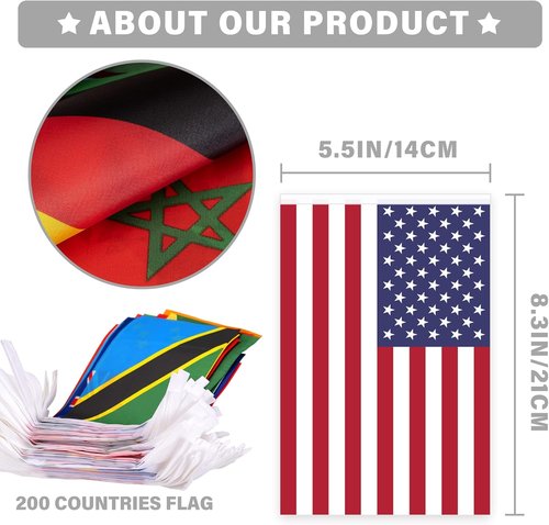 International Flags Bunting Banner - 200 Countries String Flag Decoration for Events | 184 ft