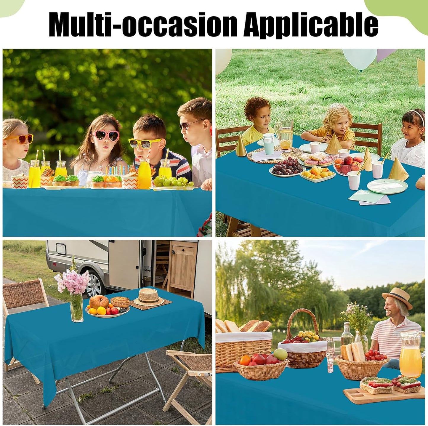 Smiry Disposable Tablecloths - Waterproof 54 x 78 Inch Rectangle Covers | 6 Pack in Aqua for Parties