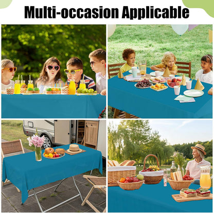 Smiry Disposable Tablecloths - Waterproof 54 x 78 Inch Rectangle Covers | 6 Pack in Aqua for Parties